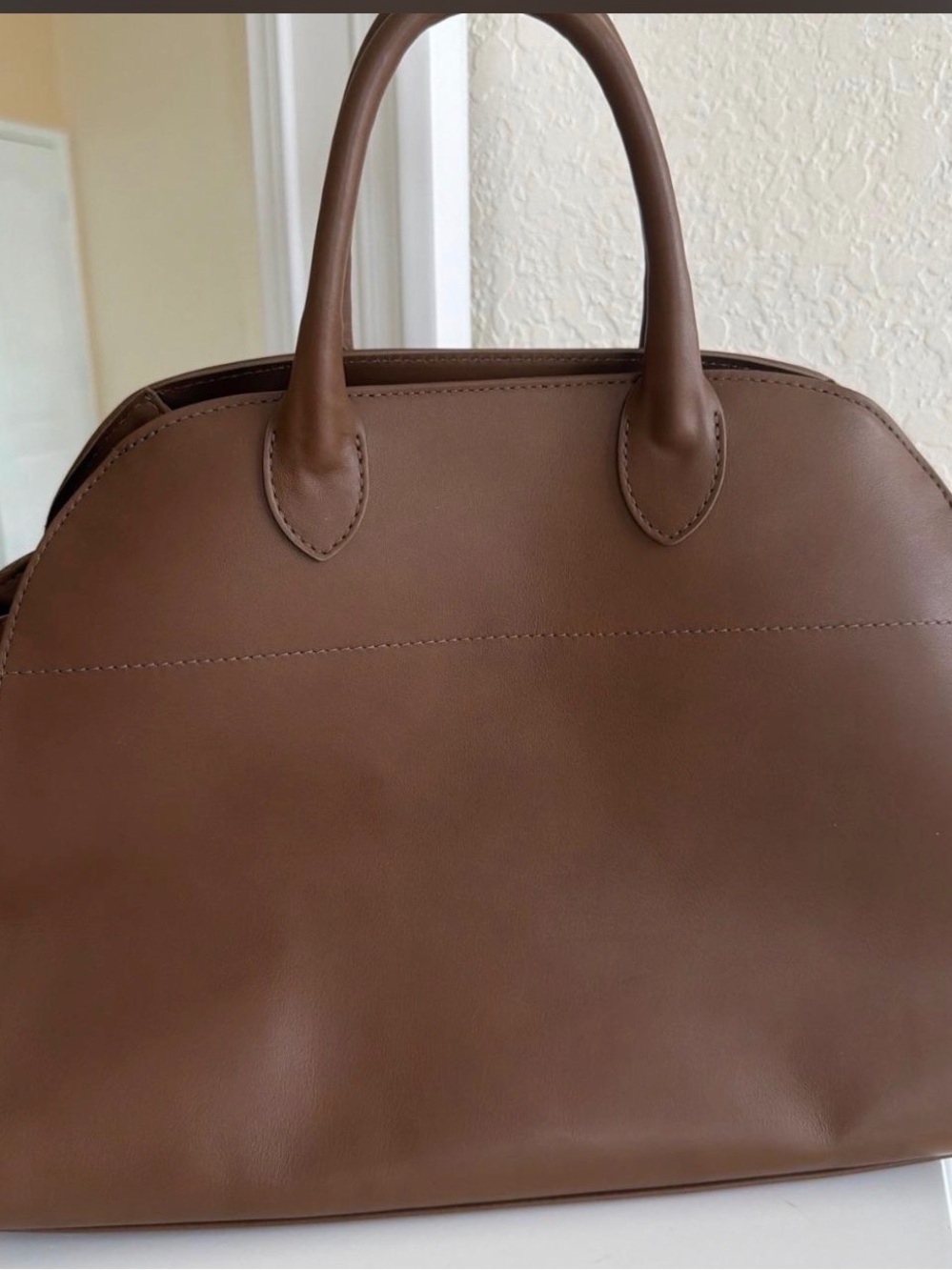 Elegant Brown Leather Satchel Handbag
